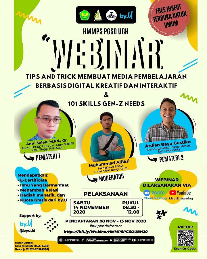 Program Studi PGSD Bekerja Sama dengan By.U Selenggarakan Webinar Tips and Trick Membuat Media Pembelajaran Berbasis Kreatif dan Interaktif & 101 Skills Gen-Z Needs