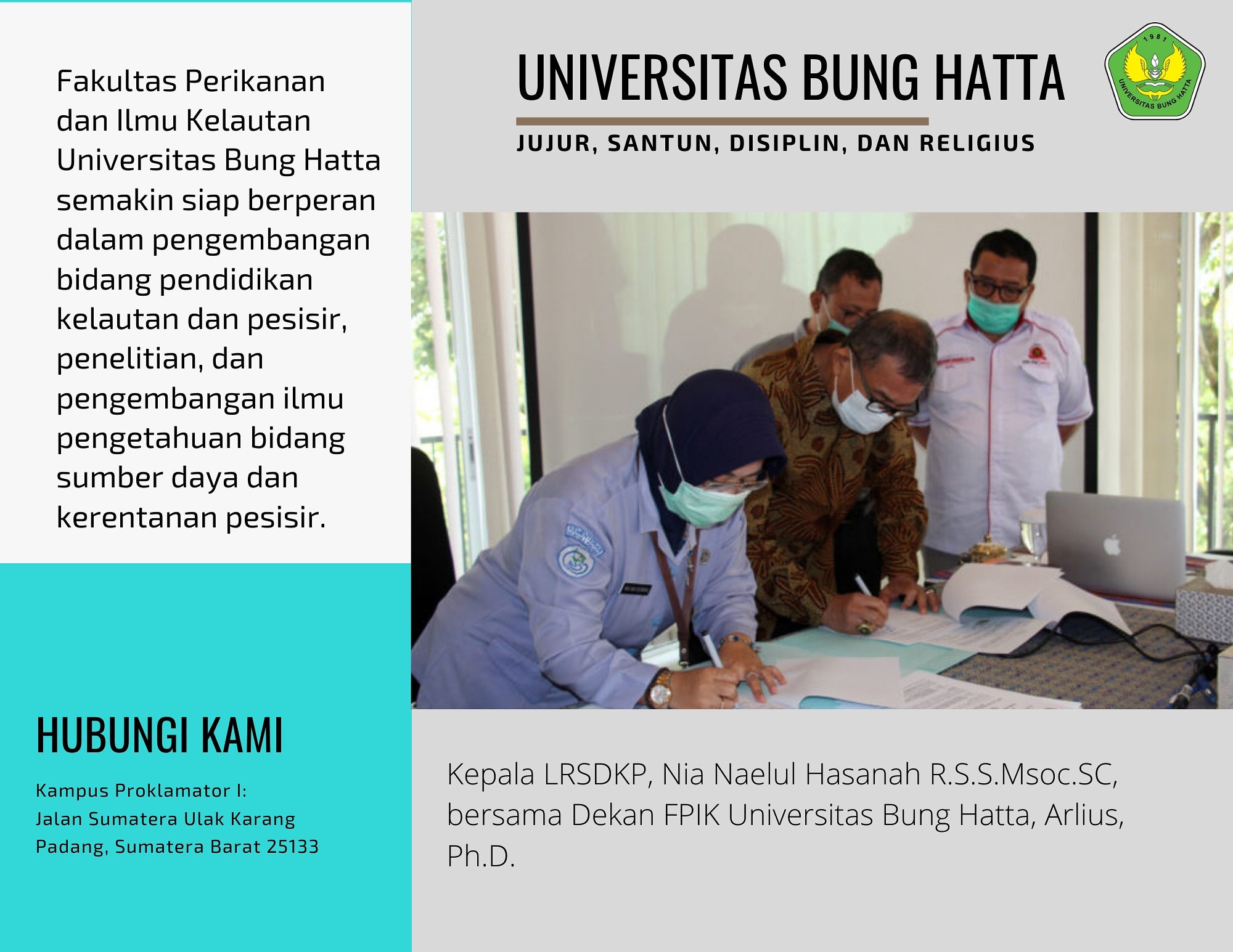 FPIK Universitas Bung Hatta Jalin Kerja Sama dengan Loka Riset Sumber Daya dan Kerentanan Pesisir (LRSDKP) Kementerian Kelautan dan Perikanan (KKP)