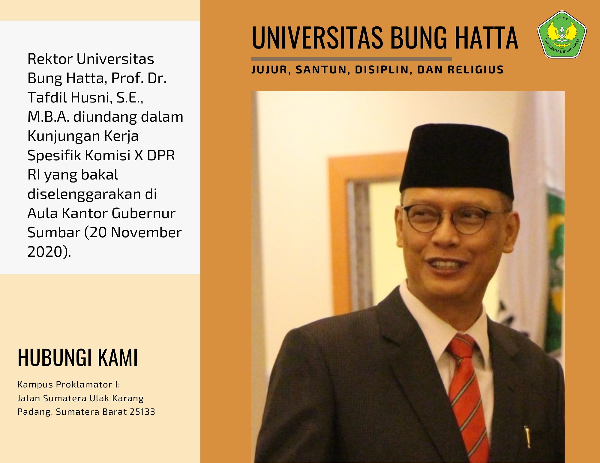 Rektor Universitas Bung Hatta Diundang dalam Kunjungan Kerja Spesifik Komisi X DPR RI