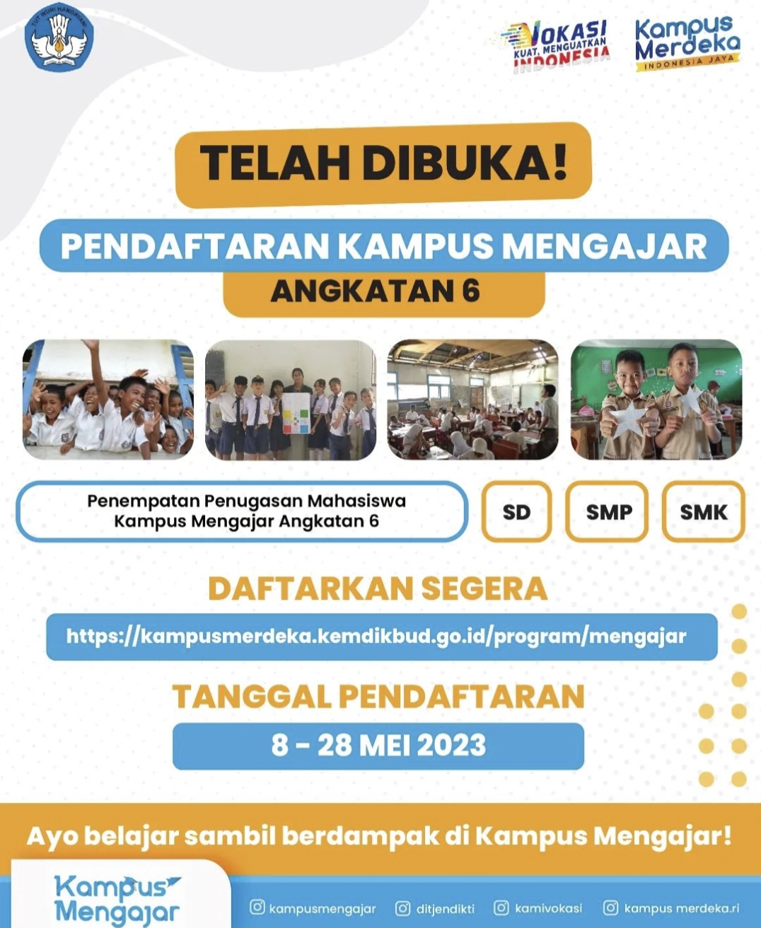 Pendaftaran Kampus Mengajar Angkatan 6 Telah Dibuka!