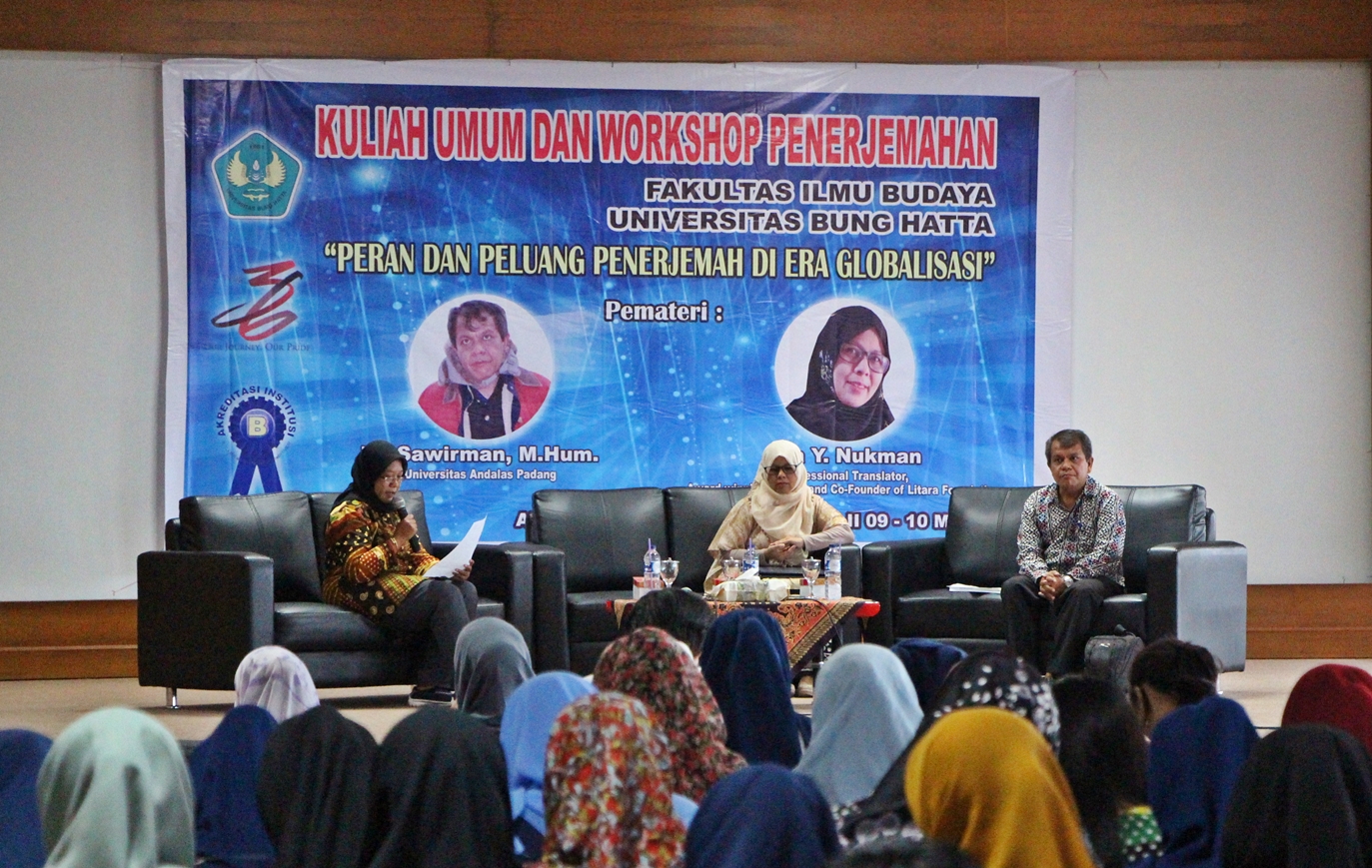 FIB Universitas Bung Hatta Gelar Kuliah Umum dan Workshop Penerjemah-Linguistik