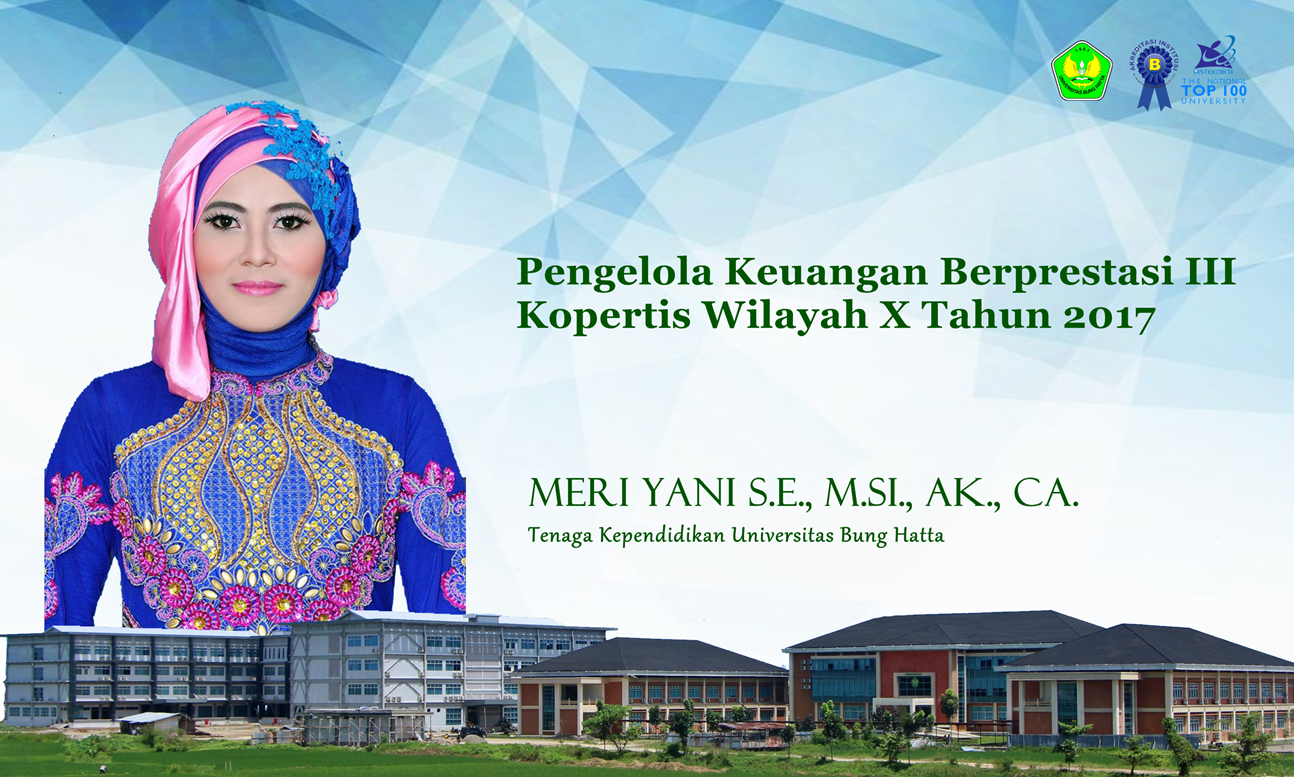 Meri Yani SE, M.Si, Ak, CA Juara 3 Pengelolaan Keuangan Berprestasi Kopertis X Tahun 2017