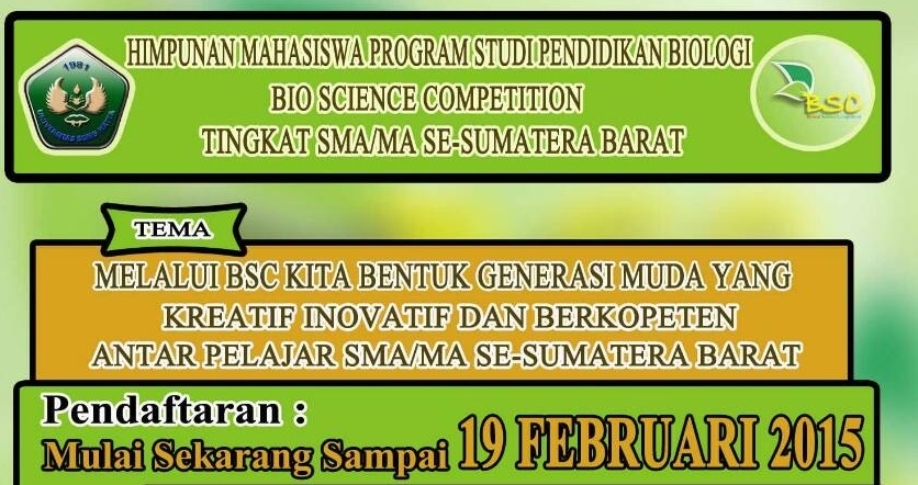 Bio Science Competition 2015 Tingkat SMA Sederajat se-Sumatera Barat
