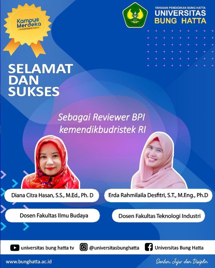 Dua Dosen Universitas Bung Hatta Terpilih sebagai Reviewer Beasiswa Pendidikan Indonesia Kemdikbudristekdikti RI