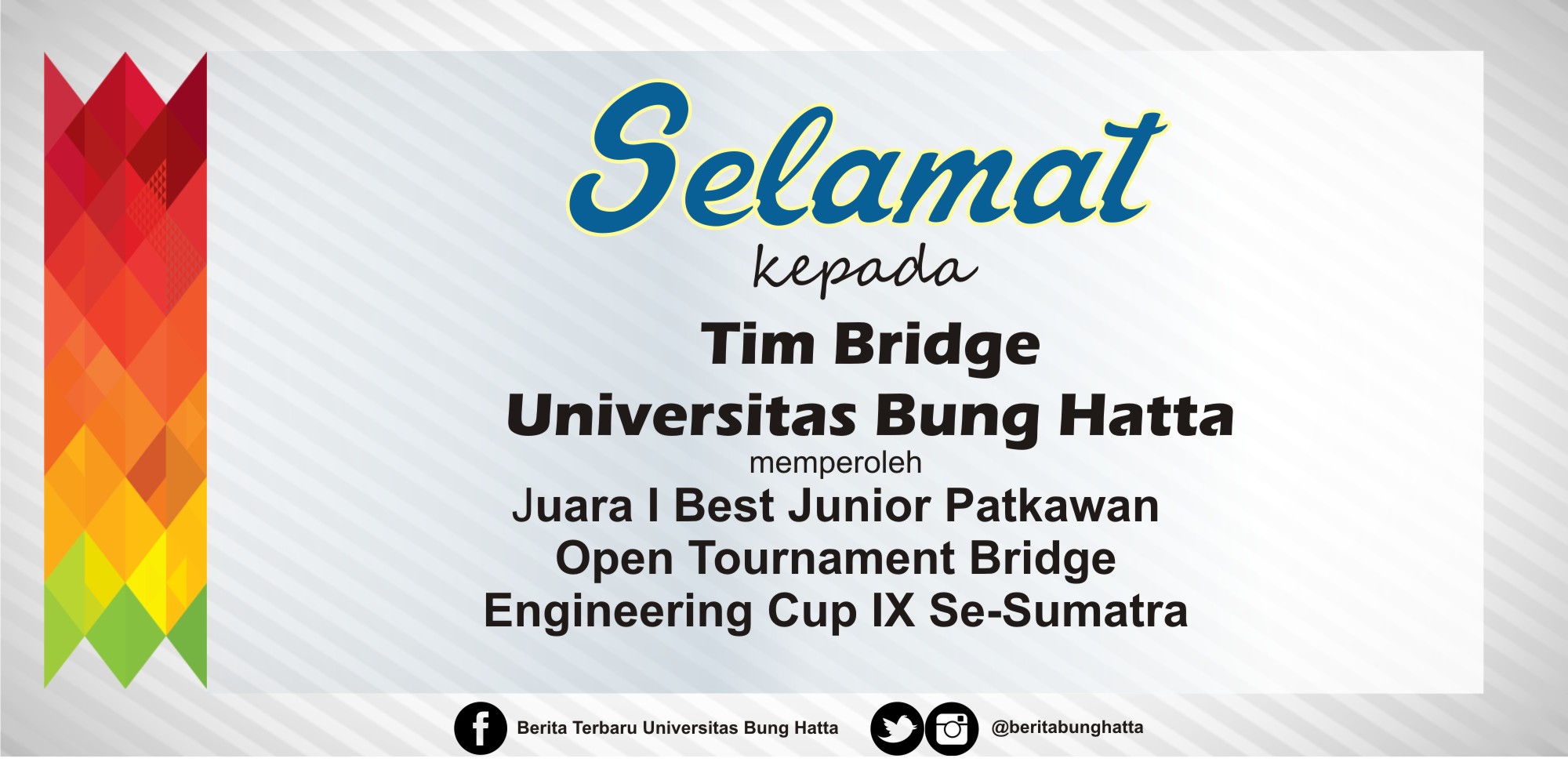 Universitas Bung Hatta Juara I Tournament Bridge Engineering Cup IX se-Sumatra