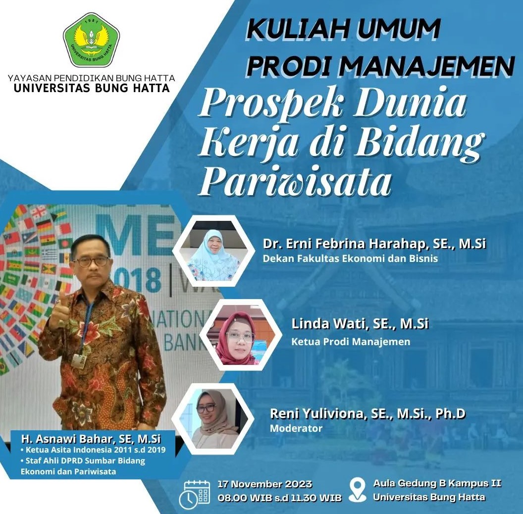 Kuliah Umum Program Studi Manajemen : Prospek Dunia Kerja di Bidang Pariwisata