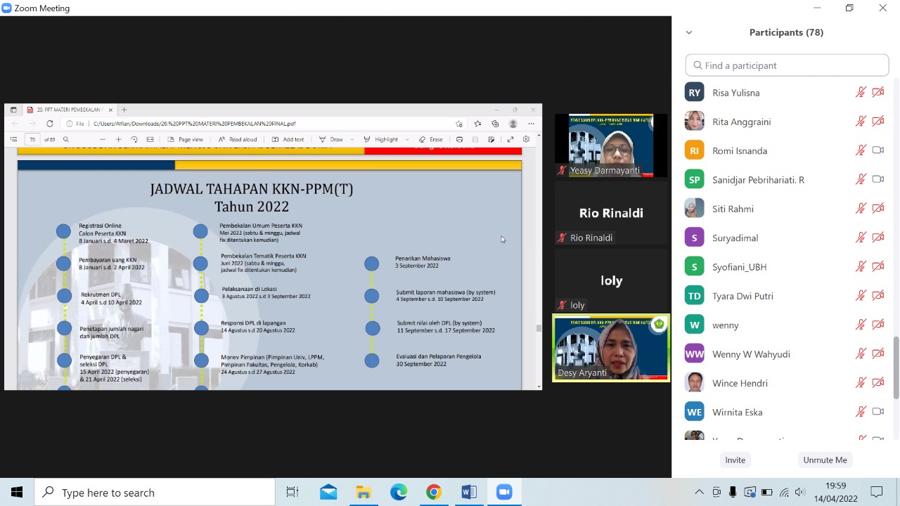 Persiapan KKN PPM Luring, Unit Pengelola Selenggarakan Penyegaran DPL KKN PPM Universitas Bung Hatta 2022