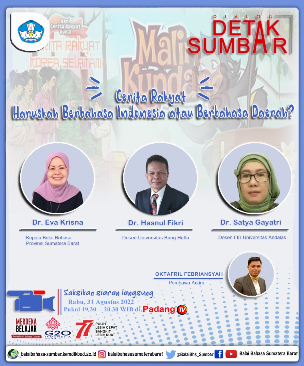 Bahas Dinamika Bahasa, Dosen Pindo FKIP Universitas Bung Hatta Diundang sebagai Narasumber di Padang TV