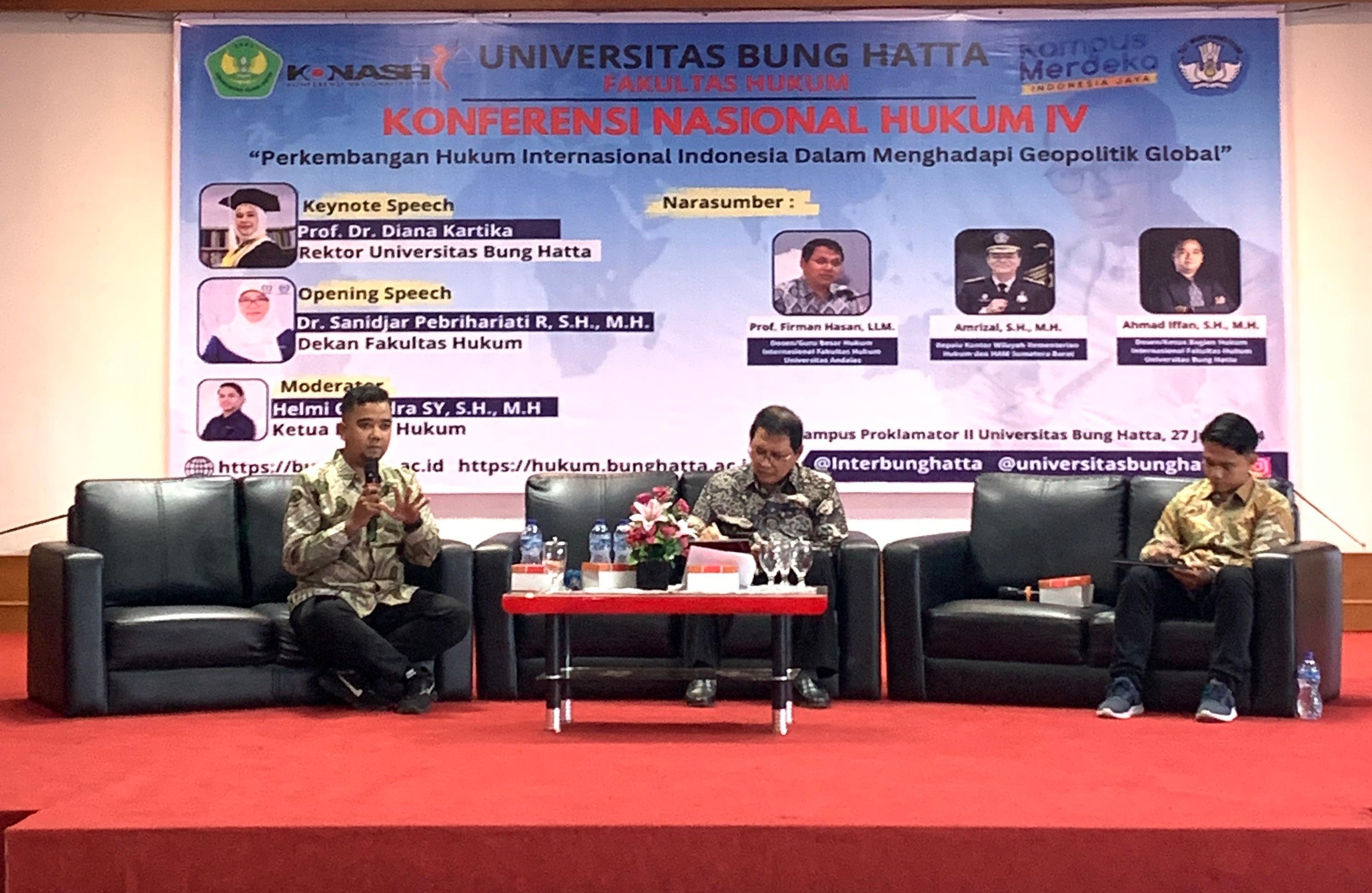 Fakultas Hukum Universitas Bung Hatta Gelar Konferensi Nasional Hukum Internasional Menghadapi Geopolitik Global