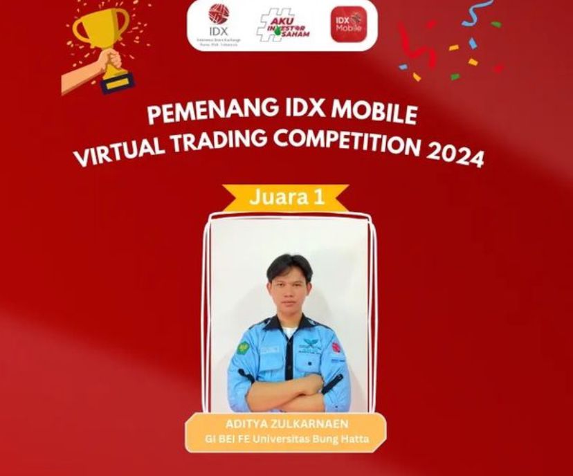 Aditya Zulkarnaen Mahasiswa Manajemen Universitas Bung Hatta Juara 1 Virtual Trading Competition Bursa Efek Indonesia