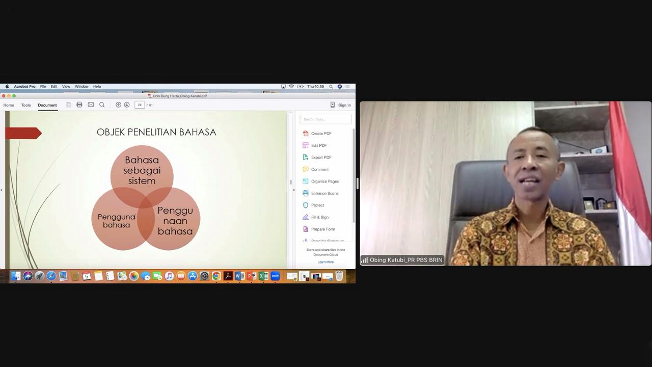 Kuliah Tamu Mahasiswa Sastra Jepang Universitas Bung Hatta Bersama Kepala PR Preservasi Bahasa dan Sastra BRIN