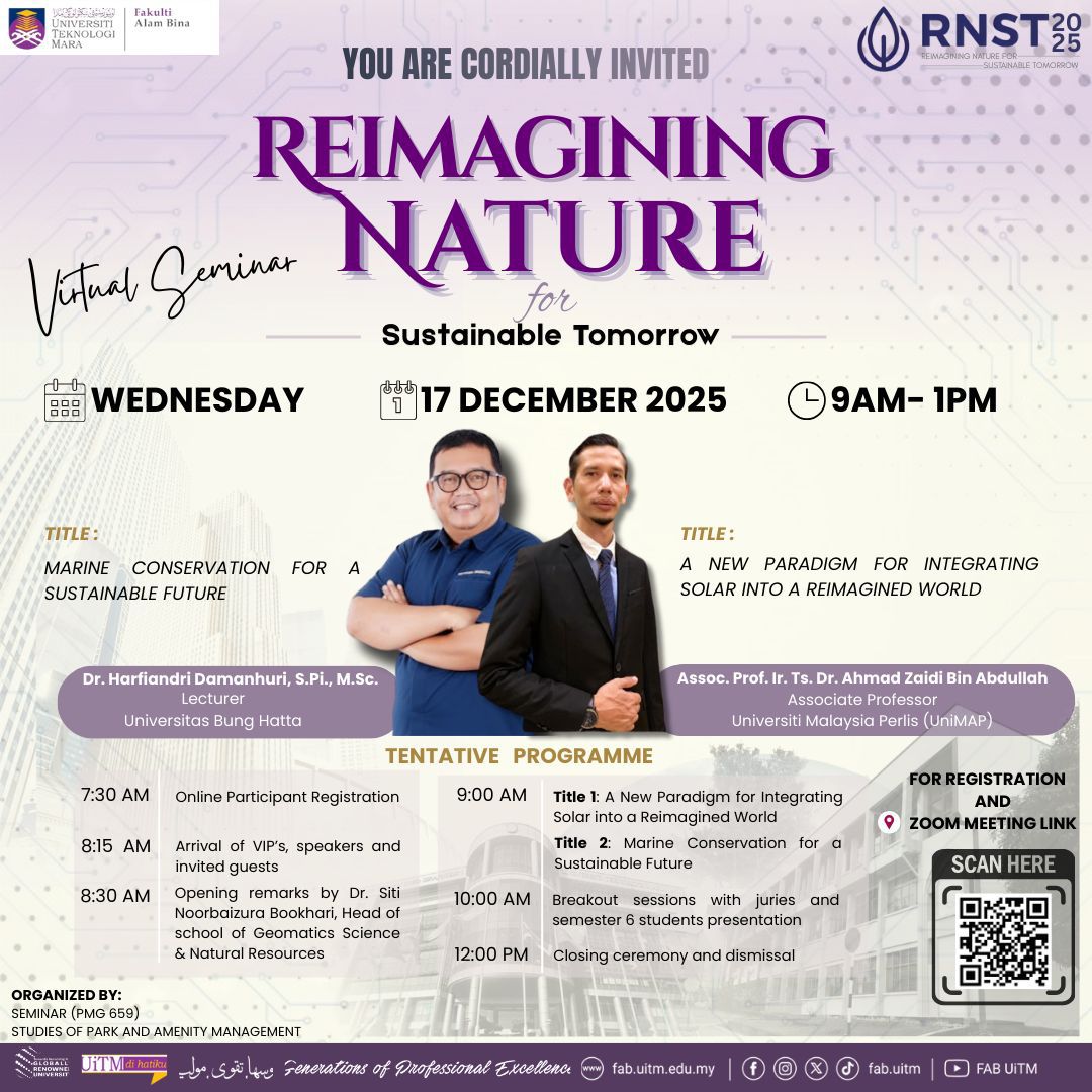 Dr. Harfiandri Damanhuri, S.Pi., M.Sc Jadi Pembicara Marine Conservation for a Sustainable Future di UiTM Malaysia